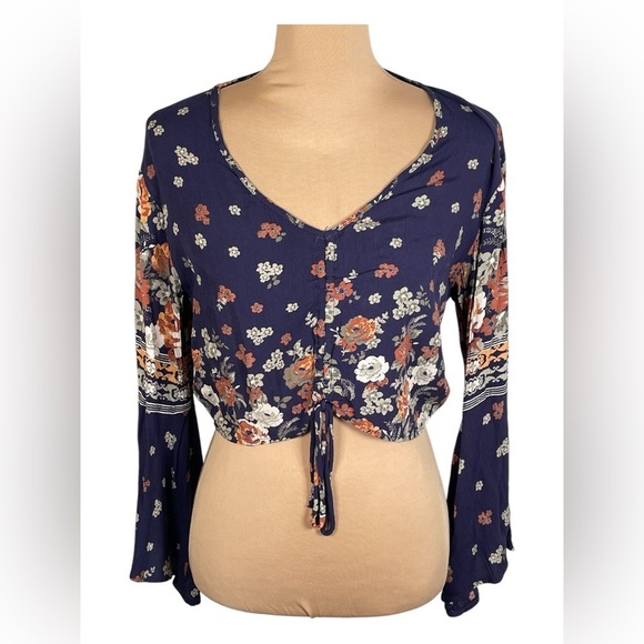 Altar'd State Tops - Altar’d State Floral Tie-Front Blouse Small